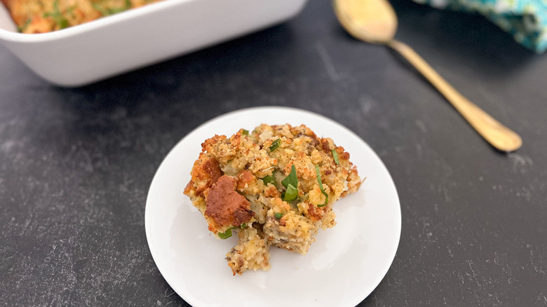 southern cornbread on a plate 