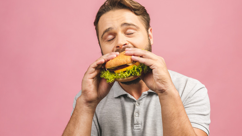 Man eating a burger