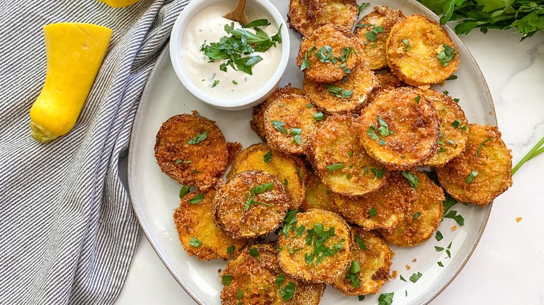 southern style fried squash slices