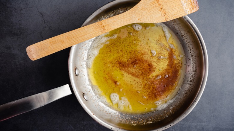 melting butter in a skillet