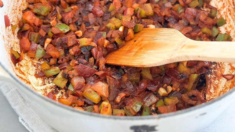 Spanish style sofrito in pot
