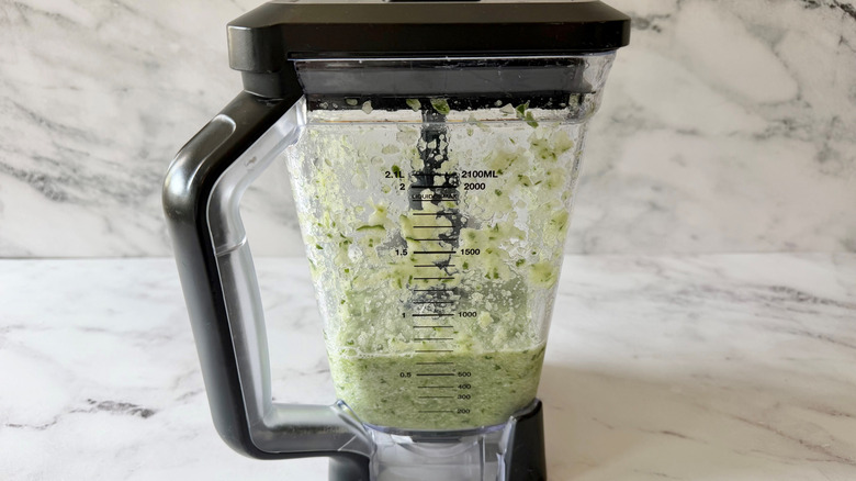 Blended cucumbers in blender