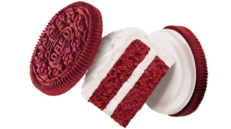 Red velvet Oreo with cake slice