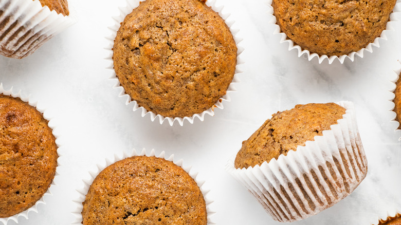 bran muffins on a counter 