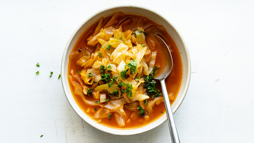 Spicy Cabbage Soup served
