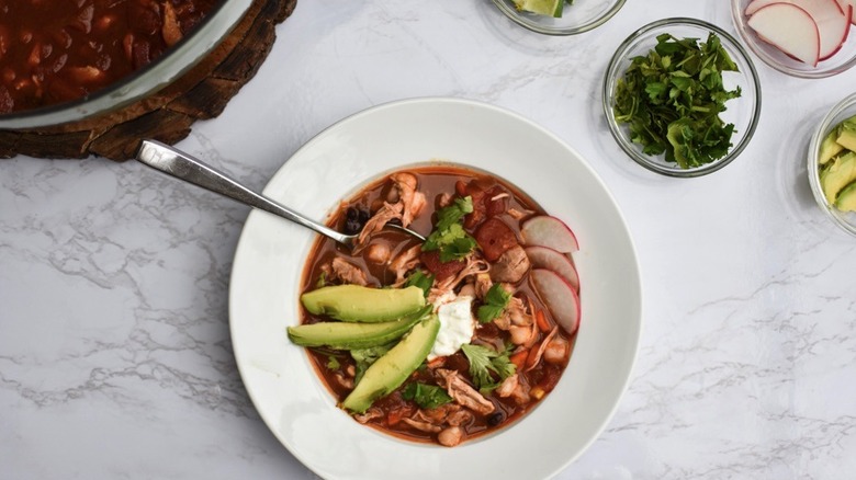 bowl of spicy chicken soup