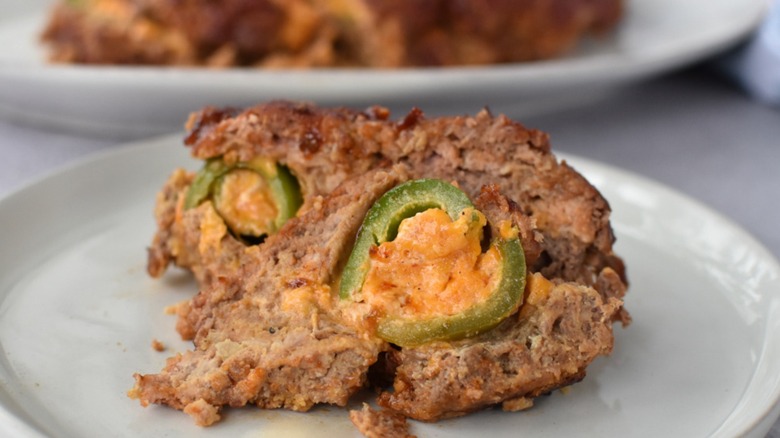 spicy grilled meatloaf, plated