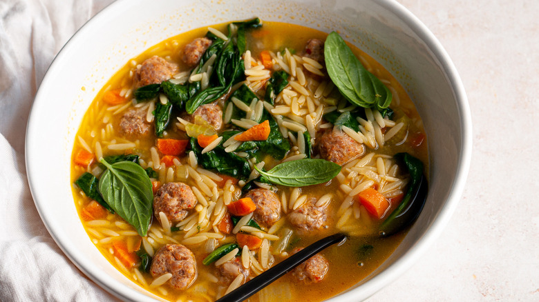 Spicy Italian Wedding Soup in bowl 