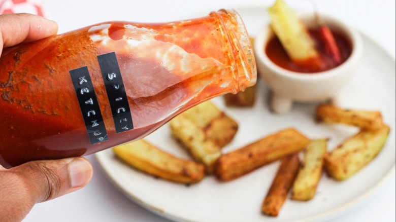 spicy homemade ketchup with fries