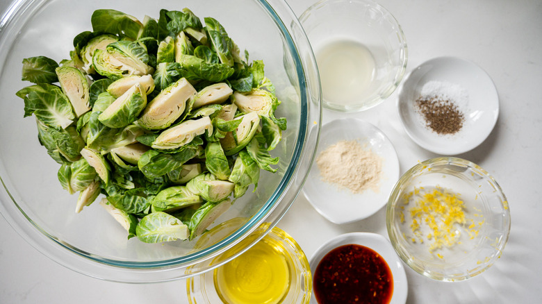 ingredients for spicy lemon brussels sprouts