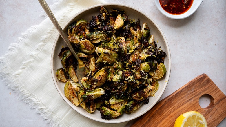 spicy lemon brussels sprouts roasted