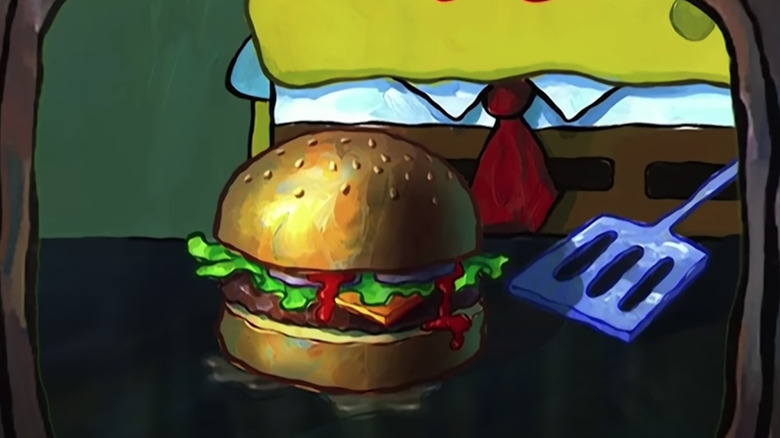 SpongeBob making krabby patty