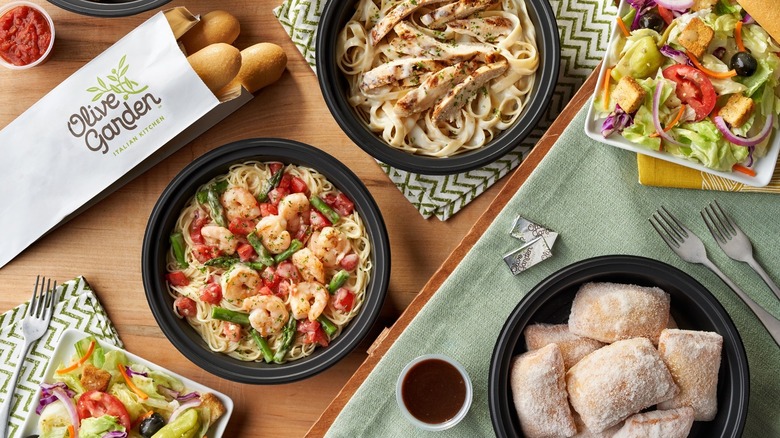 Assorted food from Olive Garden