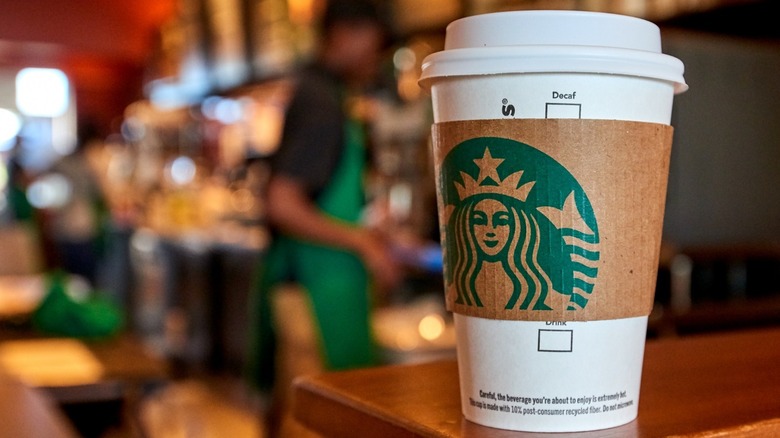 Starbucks cup on counter