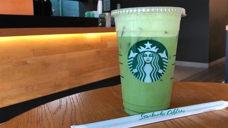 Venti iced protein matcha with protein cold foam from Starbucks