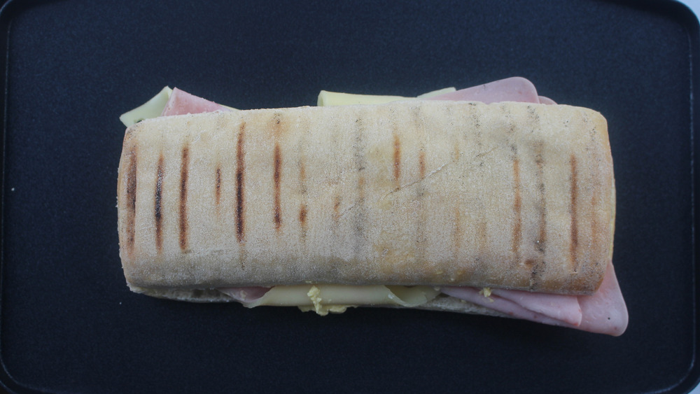 cooked ham and Swiss panini