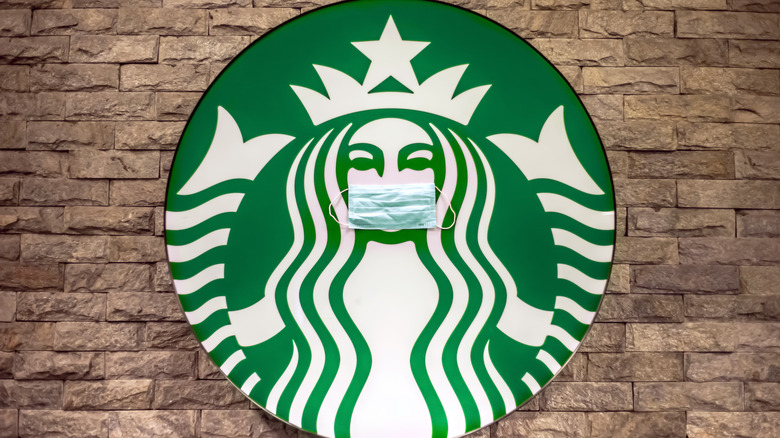 Starbucks logo with mask