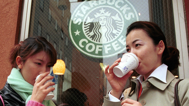 Women outside of a Tokyo Starbucks
