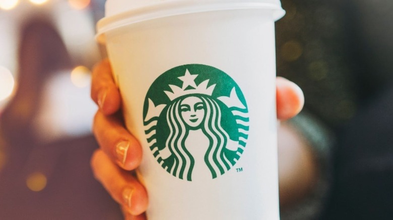 Hand holding a Starbucks' cup