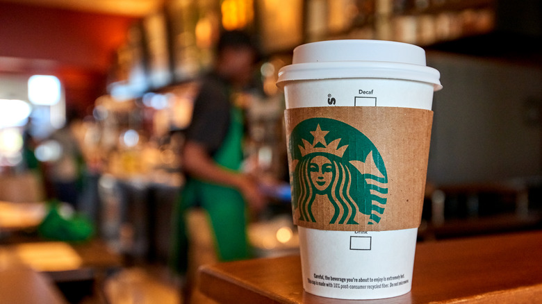 Starbucks cup on counter