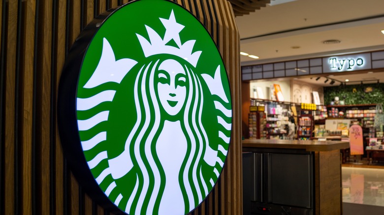 Starbucks logo on wall