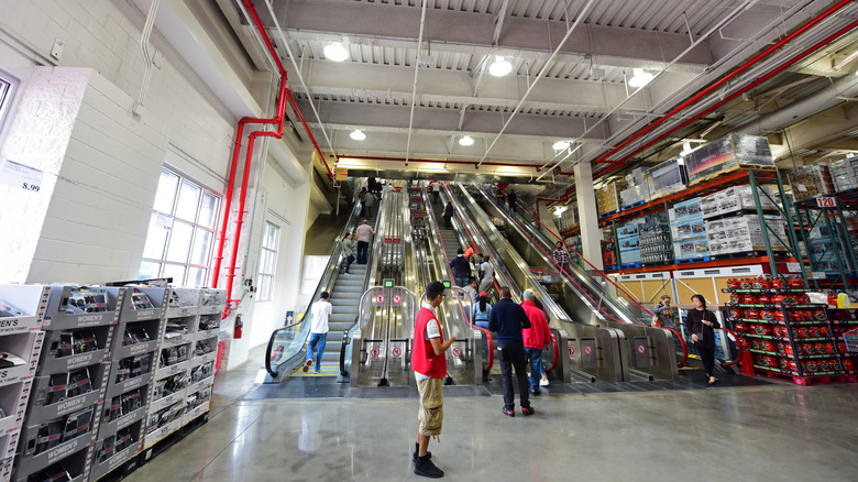 Interior of two-story Costco in Brooklyn, New York