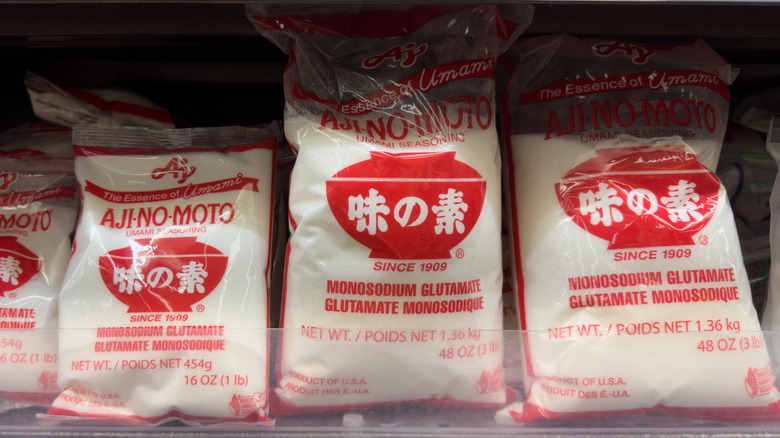 Ajinomoto MSG in bags on shelf
