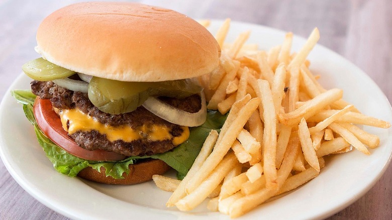 cheeseburger with french fries