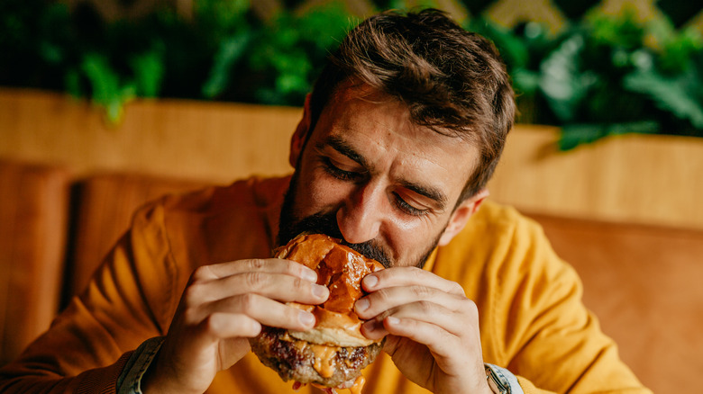 Man eating a burger