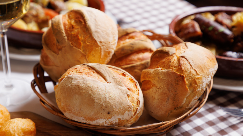 basket of bread rolls