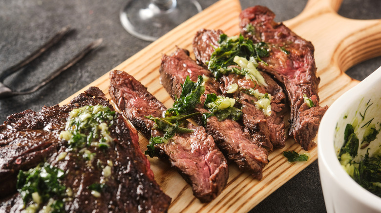 Hanger steak with chimichurri sauce