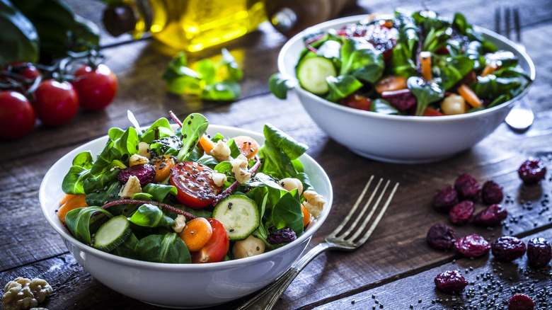 salad bowls on table