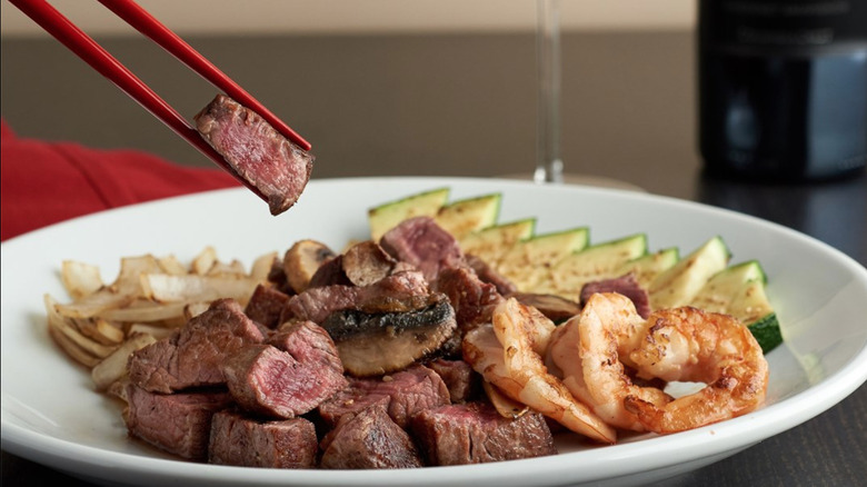 Slices of Benihana's steak