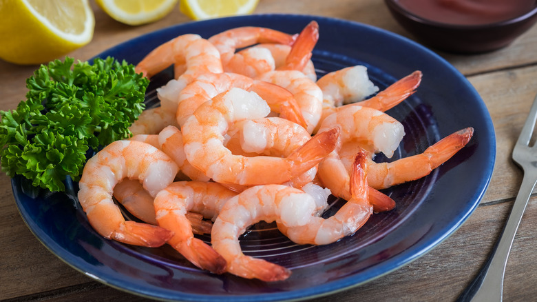 steamed shrimp on plate