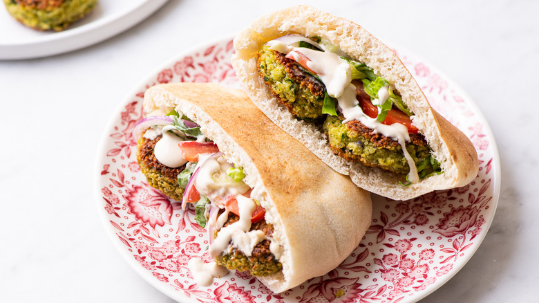 Falafel sandwich on pita bread