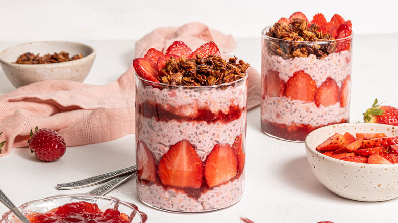 jar with strawberry oats