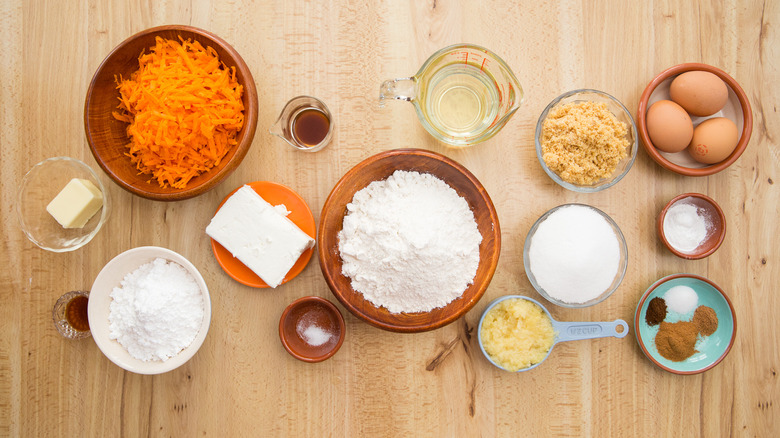carrot cake ingredients on table