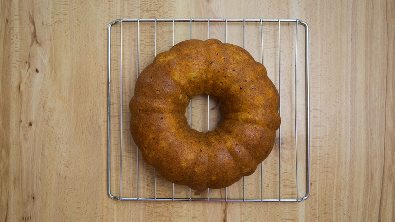 bundt cake on wire rack