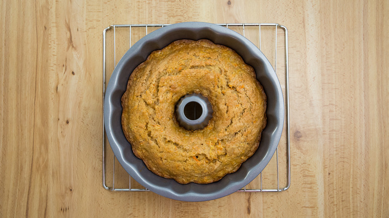 bundt cake on wire rack