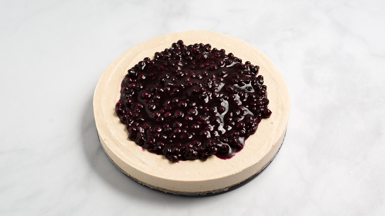 blueberry cheesecake served on table