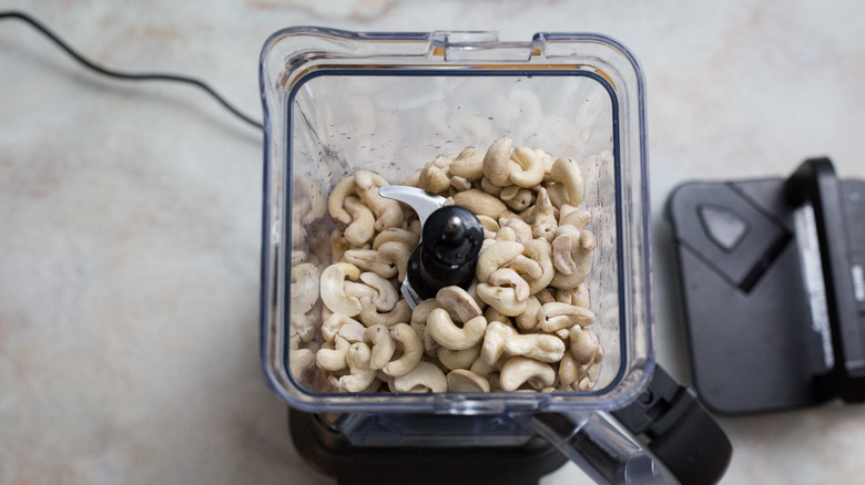 cashews in blender pitcher