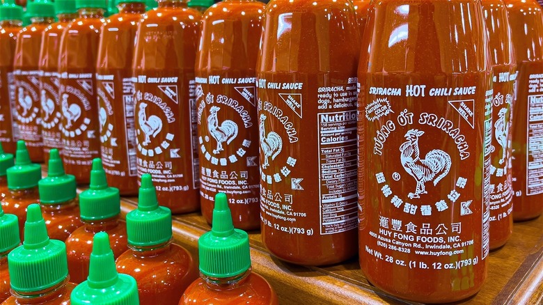 Huy Fong sriracha bottles