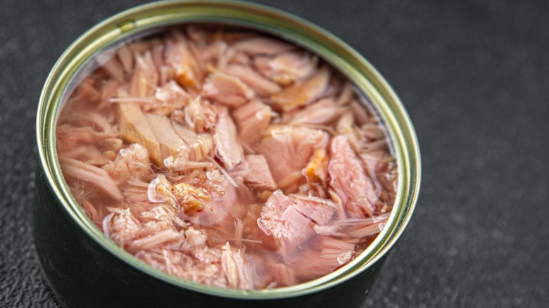 open can of tuna fish