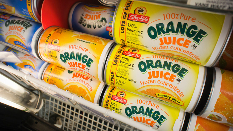cans of orange juice concentrate