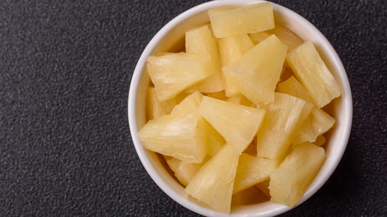 dish of pineapple chunks