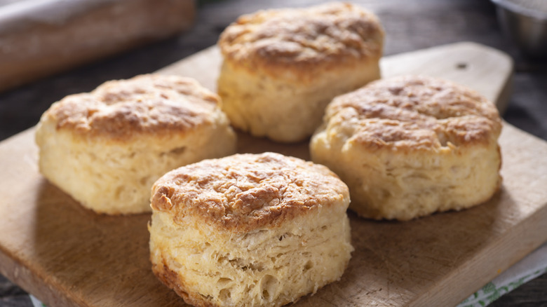 biscuits on cutting board