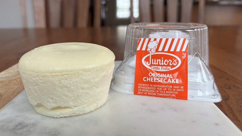 small round cheesecake on a plate