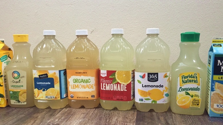 Store-bought lemonades lined up