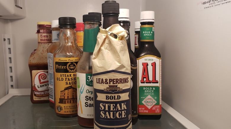 Steak sauces in fridge