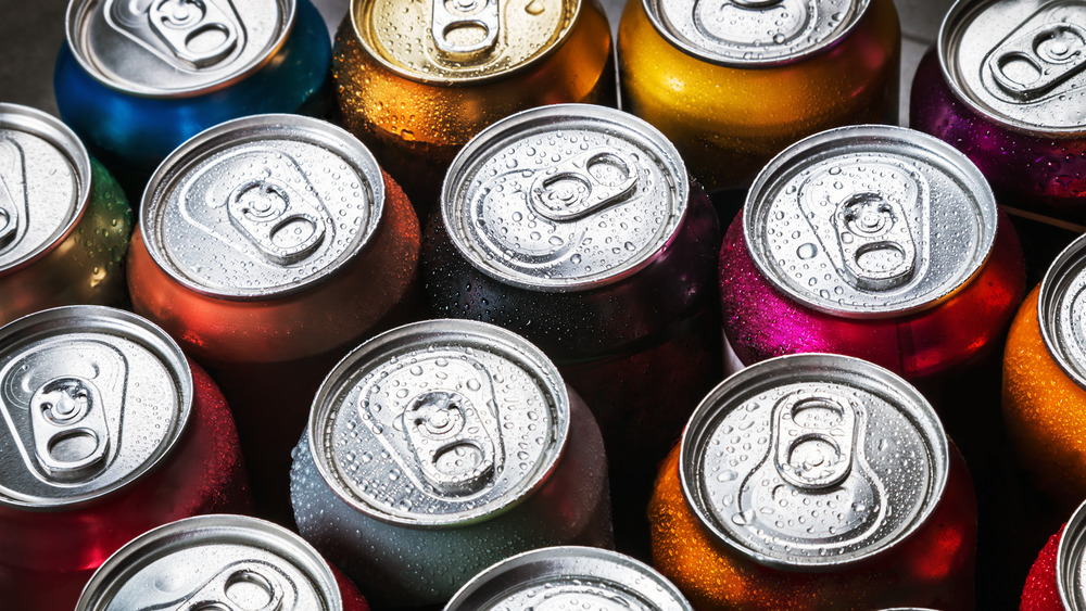 Colorful soda cans